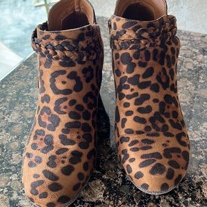 Cheetah print wedge bootie